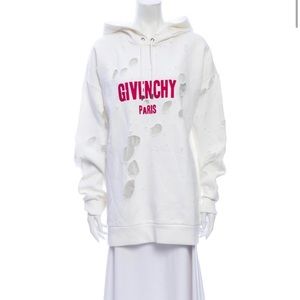 Authentic givenchy hoodie large L distressed white